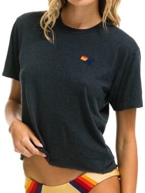 Aviator Nation Basic Boyfriend Tee Charcoal Excellent Condition